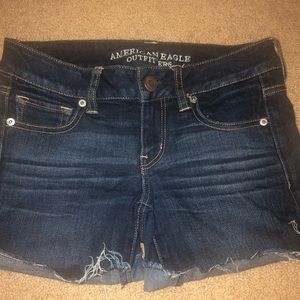 American Eagle dark denim mid rise shorts